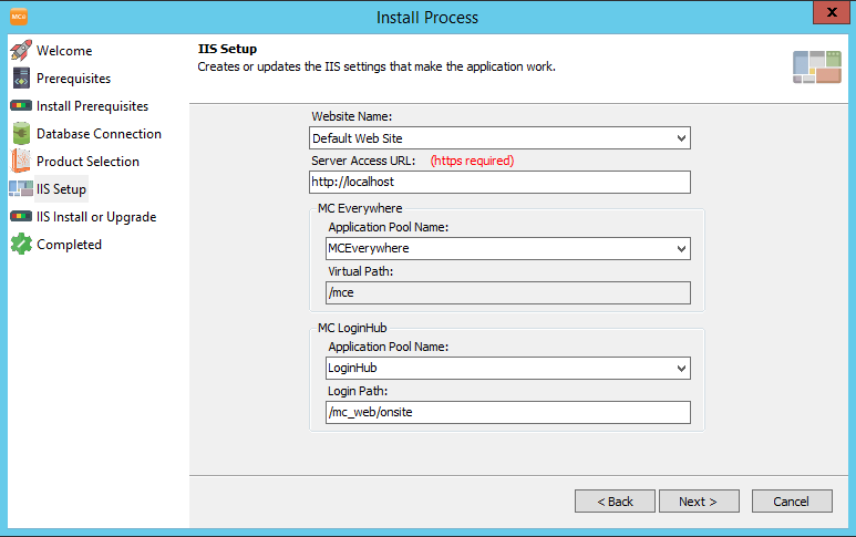 IIS Information Screen